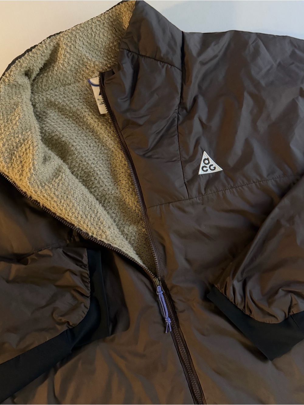Nike ACG Sierra Light Jacket Men XL LOOSE Polartec Lined Trail Hike Full Zip